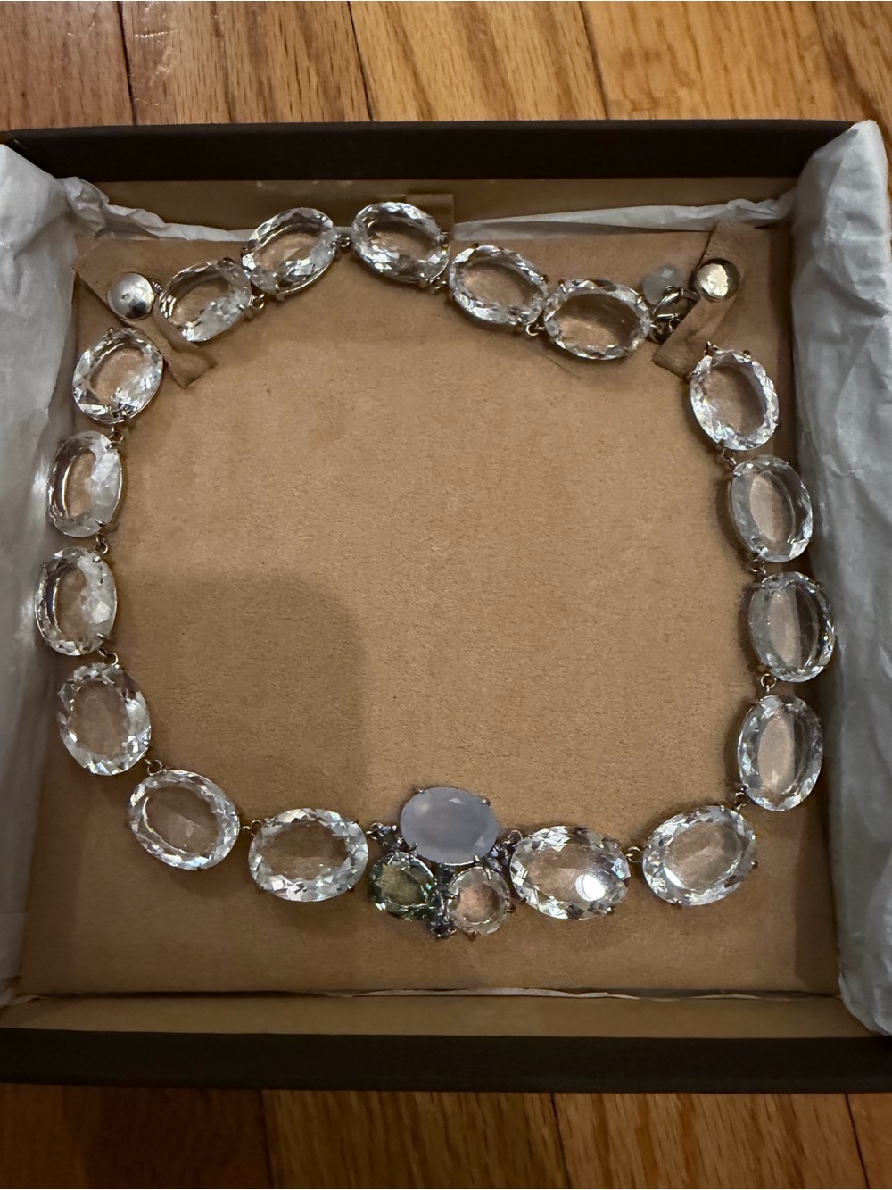 BOUNKIT NECKLACE AND BRACELET- clear quartz, chalcedony, green amethyst, iolite